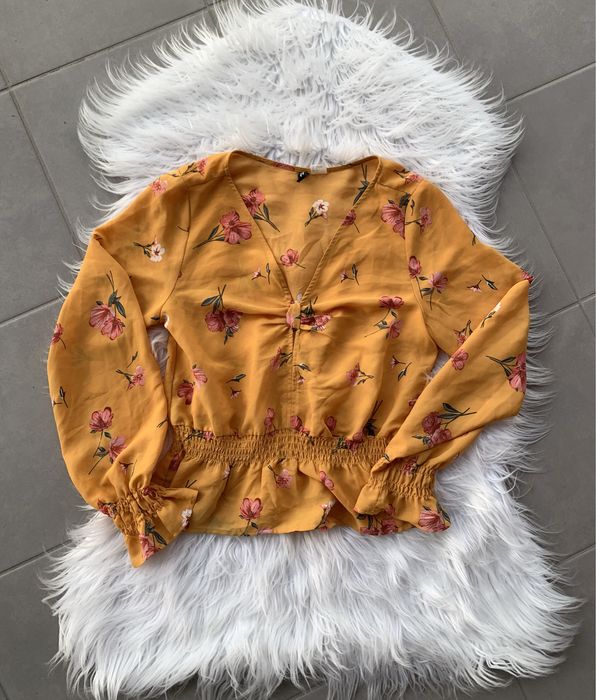 Elegancka bluzka z baskinką w kwiaty (XS/S) H&M