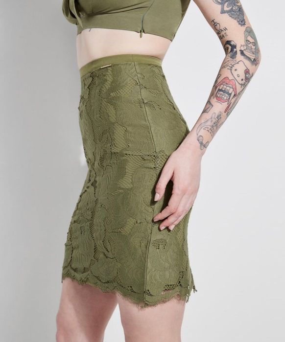Guess spódnica khaki koronka