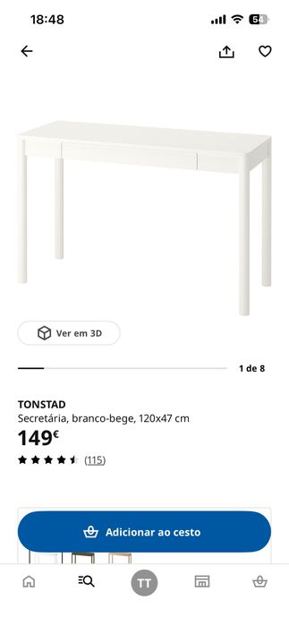 Secretária com gaveta branca IKEA