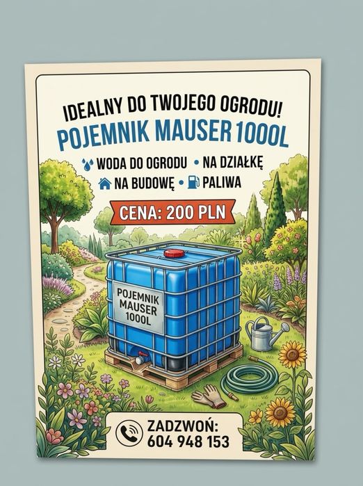 Zbiornik Mauzer 1000L pojemnik na wode