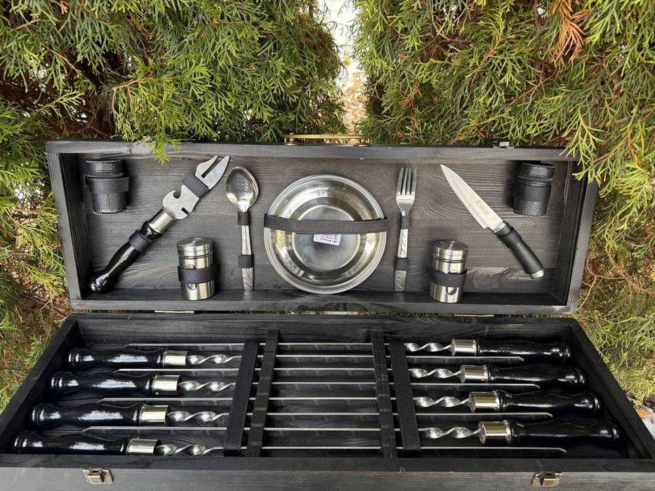 Шампуры 3 мм ручной работы в деревянном кейсе 6/8 шт подарок мужчине