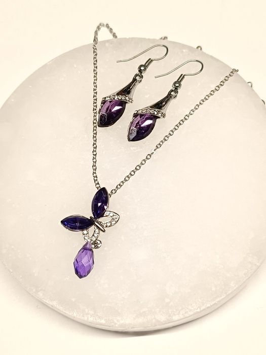 Komplet motylek fioletowy