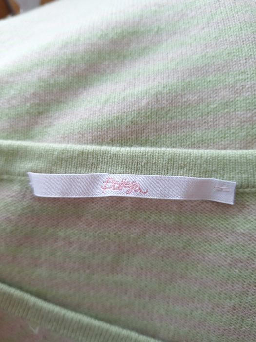 Sweter W Paski Miętowy Beżowy Kremowy Wełniany Kaszmirowy Bottega M