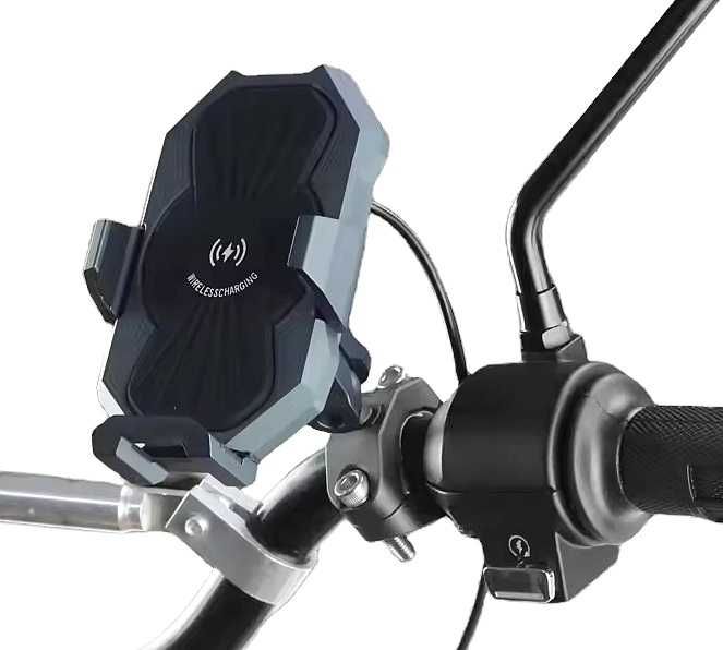 Антивібраційний тримач телефону на мотоцикл Бездротова 15W Металевий