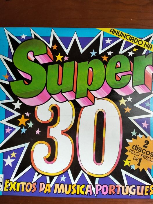 Disco de vinil duplo LP Super 30 Êxitos da Música Portuguesa