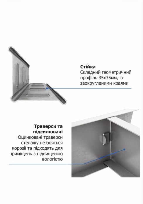 Стелаж цинкований 1800х600х300 мм, МДФ полиці 5 шт.