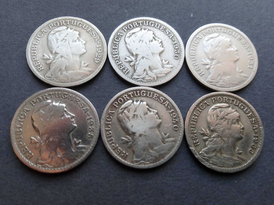 8 moedas de $50 dos anos de 1929/30/31/35/40/55 BC raras