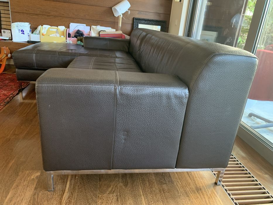 Sofa pele castanha Kramfors ikea