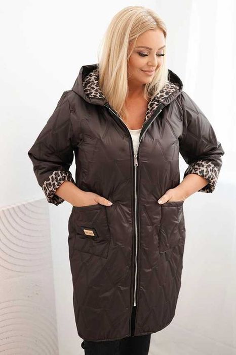 Pikowane Kurtki Damskie Plus Size Panterka Kolory