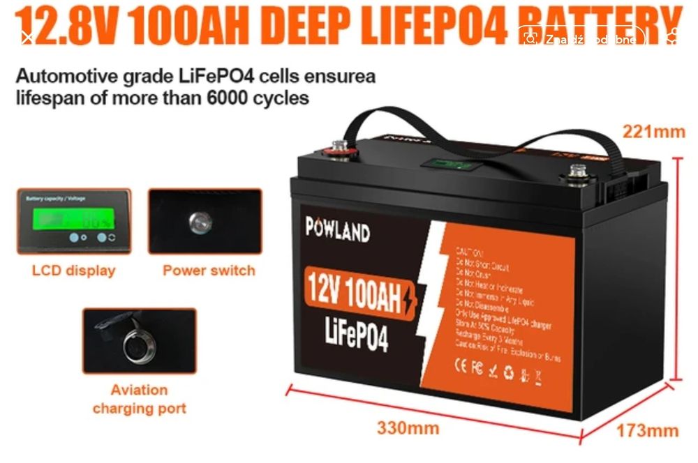 akumulator 100aH lifeP04 lifepo4 bezobsługowy UPS gel