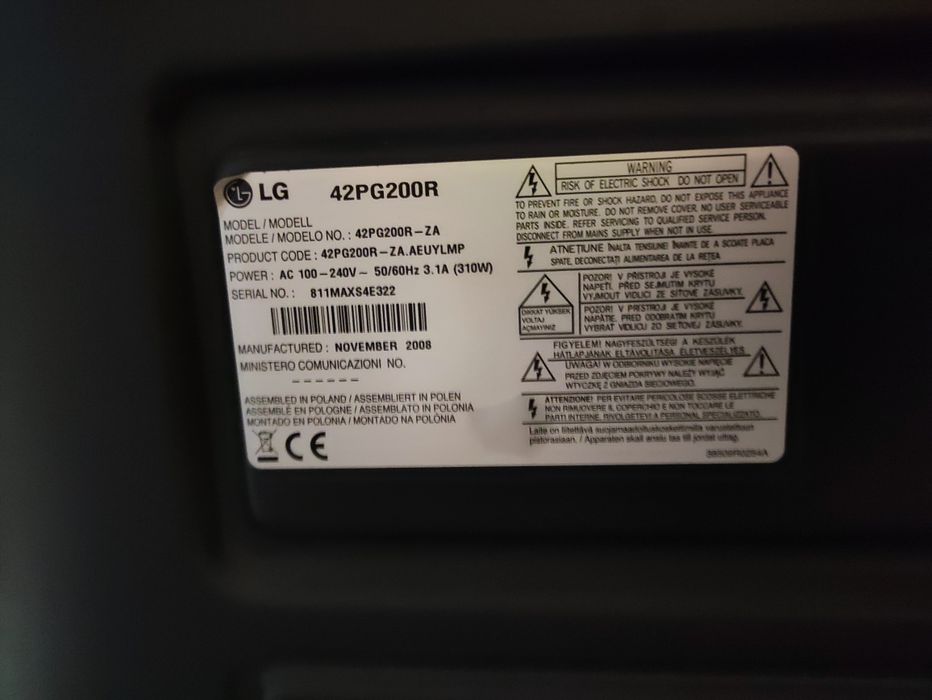Telewizor Plazma LG 42PG200R 42 cale Hdmi 100Hz 1080P