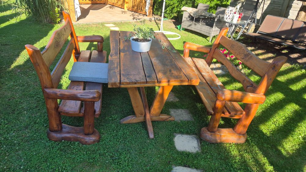 Meble ogrodowe: Komplet Stół 180x90 + ławki 2szt