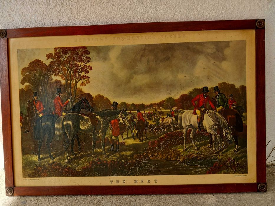 Gravura inglesa antiga “The Meet” – J.F. Herring / J. Harris