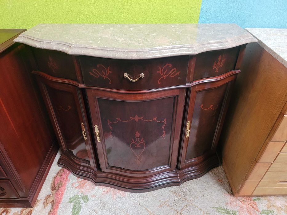 Consola em madeira com tampo em pedra - óptimo estado geral