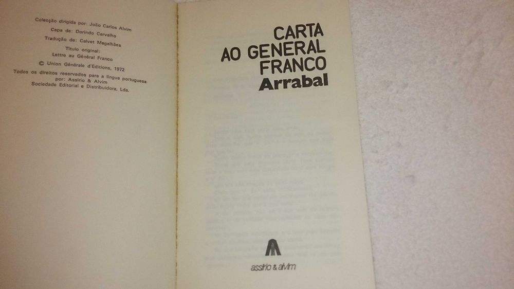 carta ao general franco (arrabal) 1975 livro