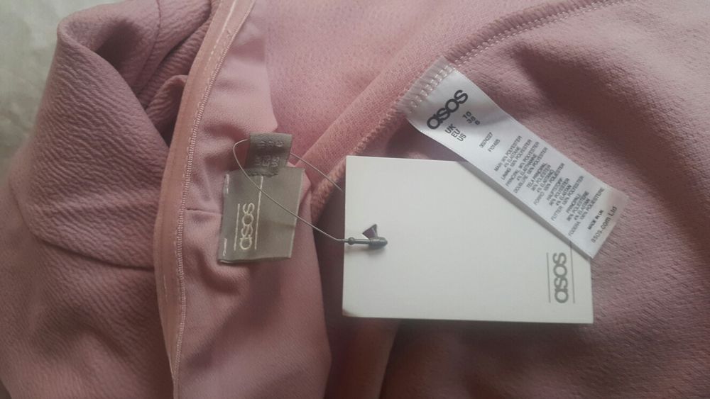 Nowa suknia asos maxi r.10 36/38 bez ramiączek brudny róż dopasowana
