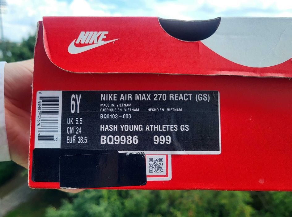 Czarne szare buty sportowe Nike Air Max 270 React GS