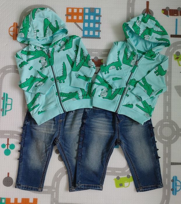 Nowe spodnie i bluzy fitmy next rozm. 80 dla bliźniaków