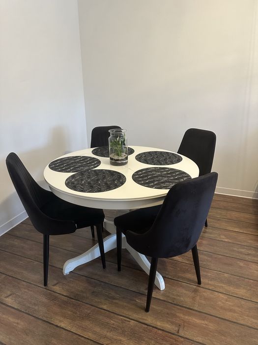 Stół biały okrągły rozkładany INGATROP IKEA