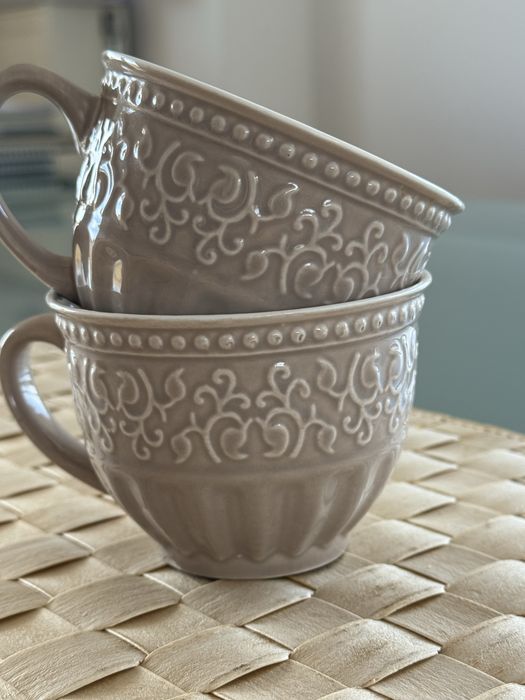 Filiżanki porcelanowe vintage ceramiczne do kawy herbaty bezowe