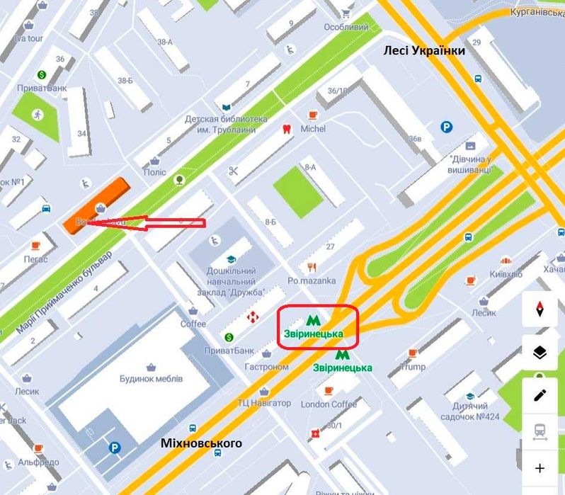 Аренда офиса 20,7м2 на Печерске, Марии Приймаченко 3 метро Зверинецкая