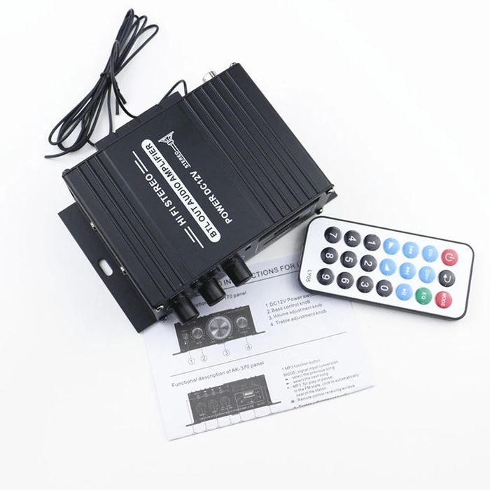 Ampificador e Radio FM USB Bluetooth para colunas e carro (auto rádio)