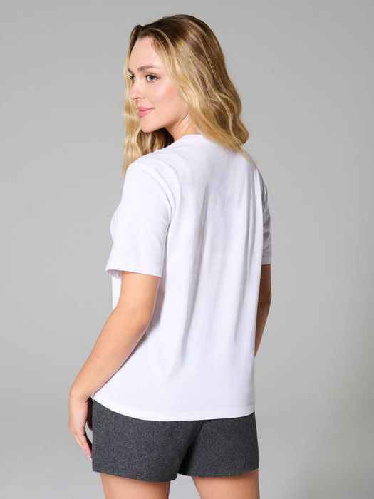 biały t-shirt z nadrukiem Sinsay