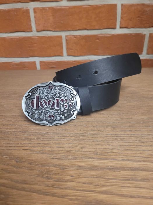 Czarny skórzany pasek The Doors 115 cm