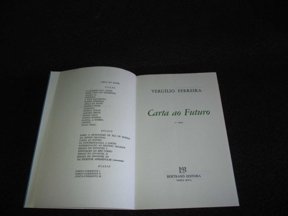 Livro Carta ao Futuro Vergílio Ferreira Bertrand