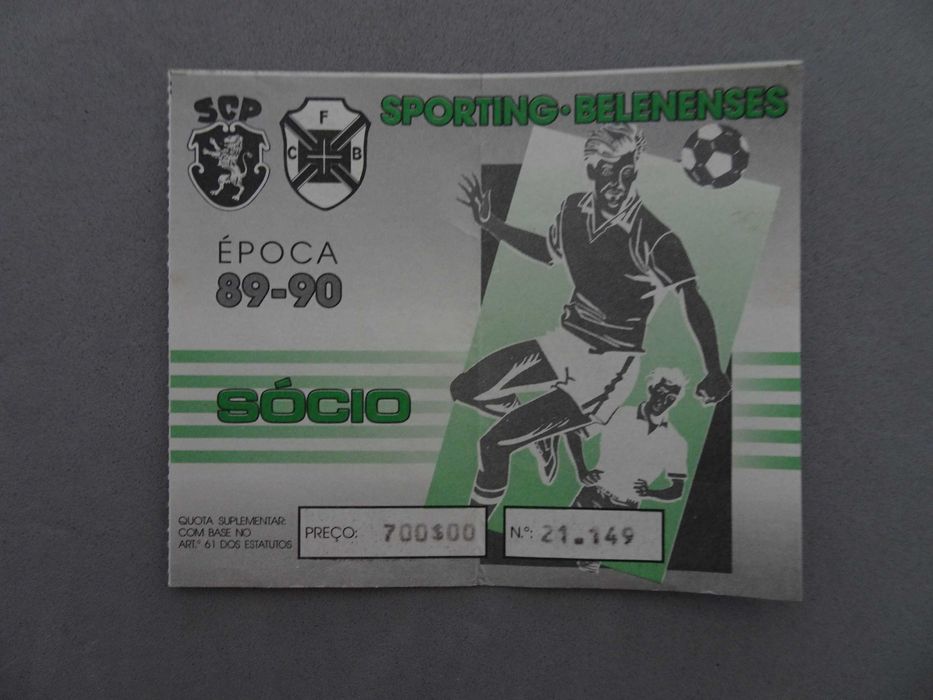 Bilhete futebol Sporting Belenenses Época 89/90