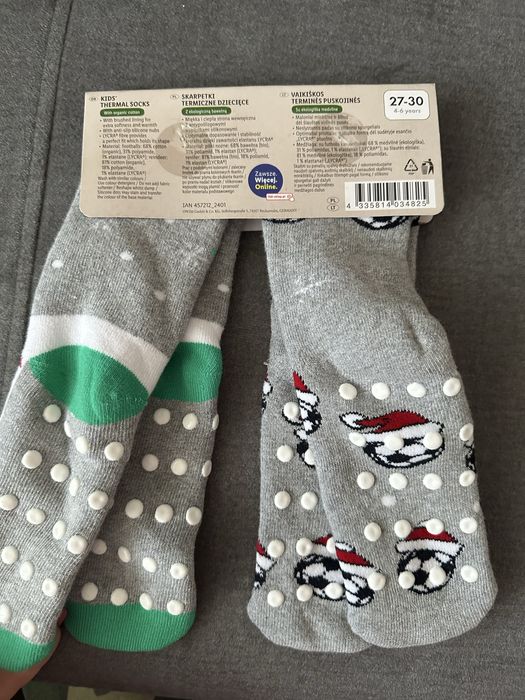 Termiczne skarpetki dla chłopca 2 pary renifer piłka nożna nowe