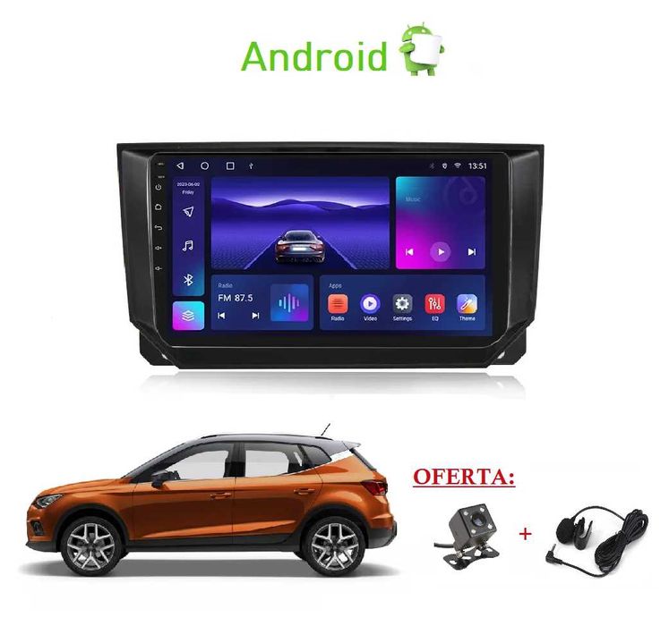 Rádio 2DIN 9" • Seat IBIZA 6F / Arona / Ateca • [4+64GB] Android