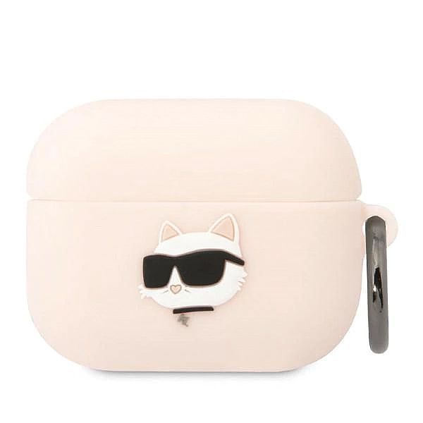 Etui Karl Lagerfeld Silicone Choupette Head 3d na AirPods Pro - różowe