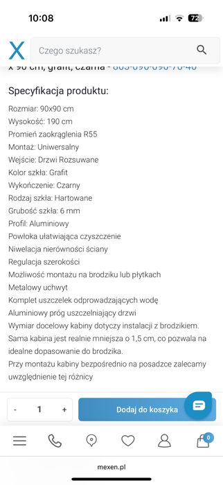 Kabina prysznicowa mexen RIO 90x90 czarne szkło NOWA