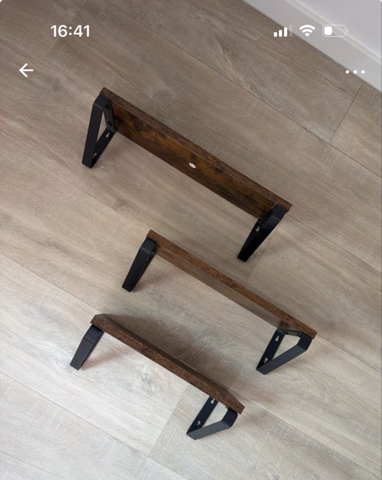 Zestaw trzech polek loft brązowe czarne