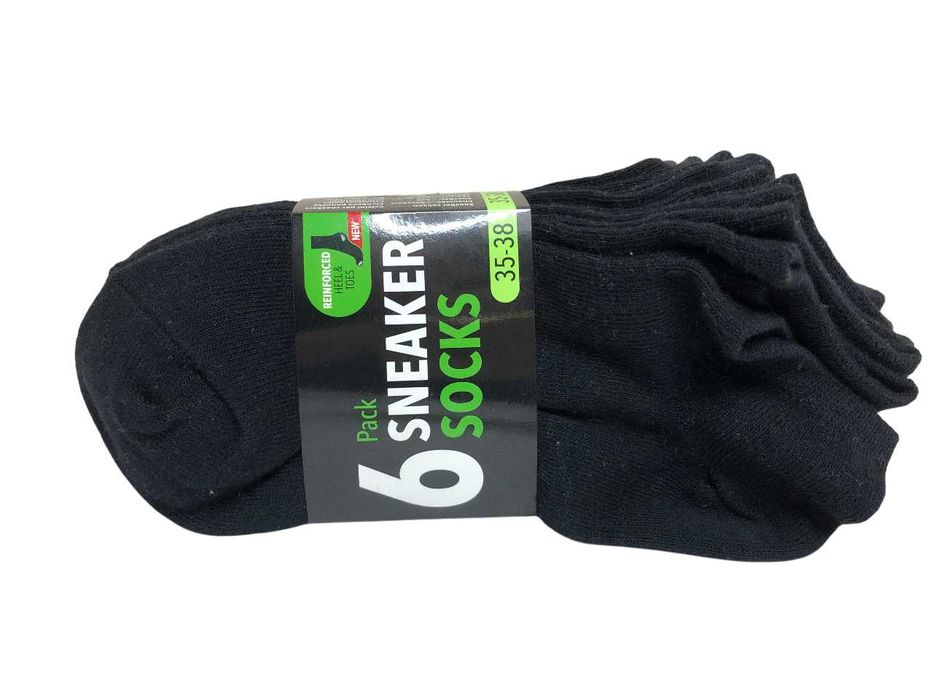 2679 Bawełniane Skarpetki Stopki Czarne Unisex 6pak 35-38