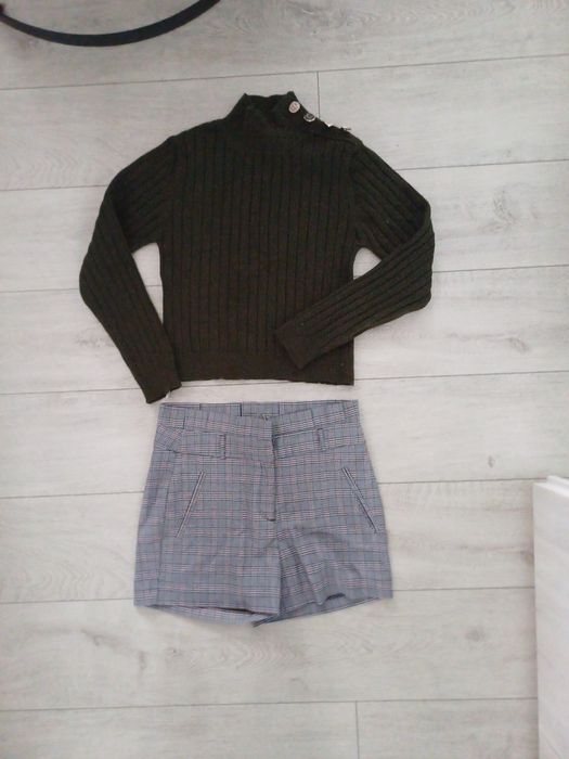 Zestaw szorty w krate mohito sweter 34