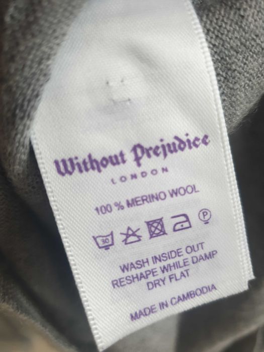 Szary sweter z kołnierzykiem polo wełniany Without Prejudice M L