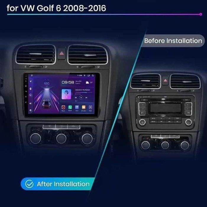 VW Golf 6 2008–2016 – Radio Android 15 9" CarPlay Android Auto GPS Nawigacja Stacja Multimedialna WiFi Bluetooth PL 1GB/32GB