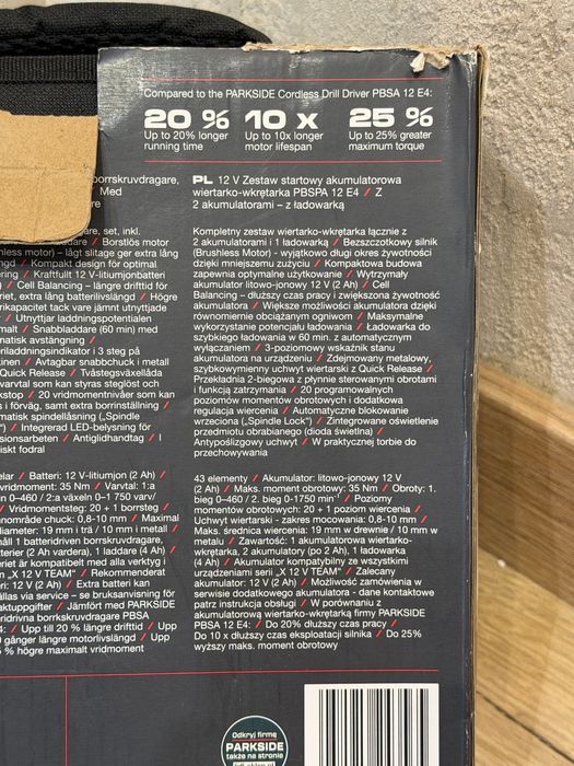 Wkrętarka Parkside Performance 12V zestaw