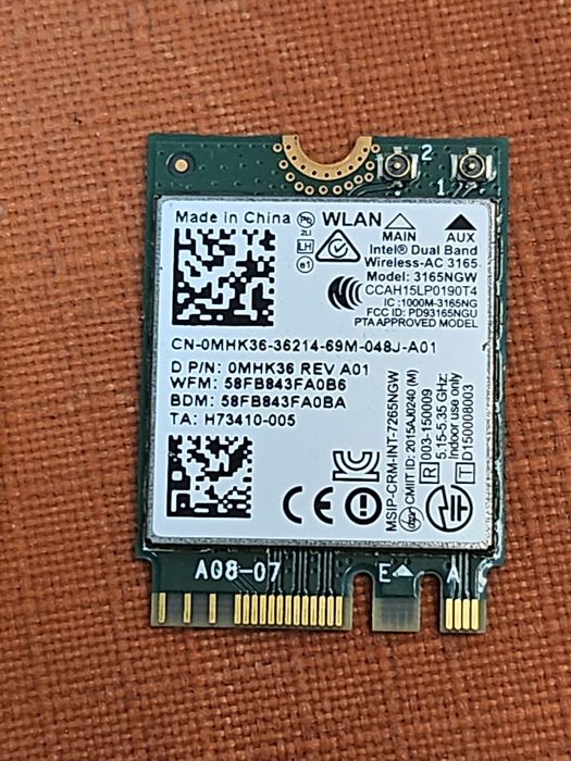 karta sieci bezprzewodowej Intel Dual Band Wireless-AC 3165