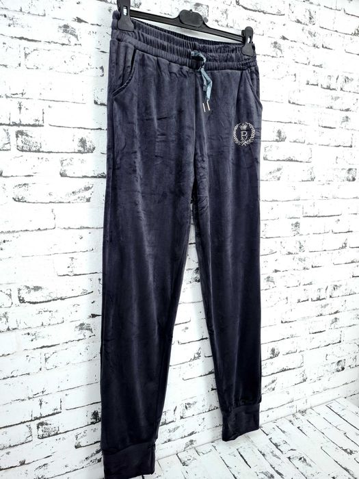 Spodnie welurowe , Bawełna 70-100cm pas , Piękny grafit  L/XL
