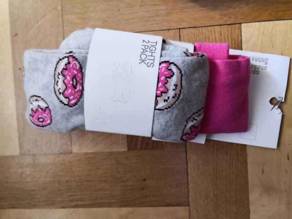 Nowe rajstopy H&M dla dziewczynki r 92 różowe i pączki
