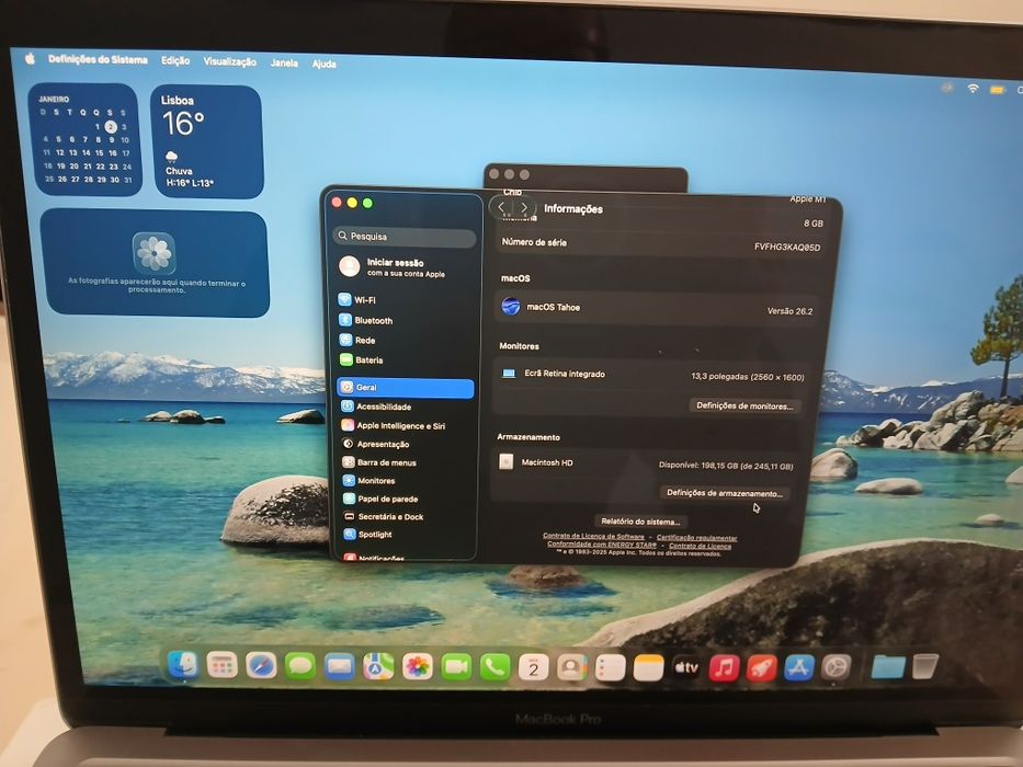 Macbook Pro M1 (2020) SSD 256 e 8Gb de memória com touch bar