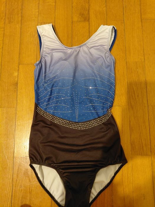 Maillot/body de Ginástica / Patinagem Artística/ Dança Degradé Azul e Preto 12-13 anos