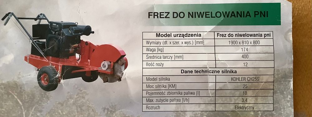 Фреза для видалення пнів