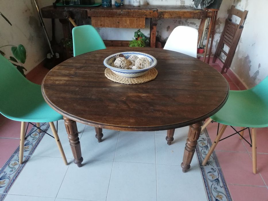 Mesa carvalho maciça extensível