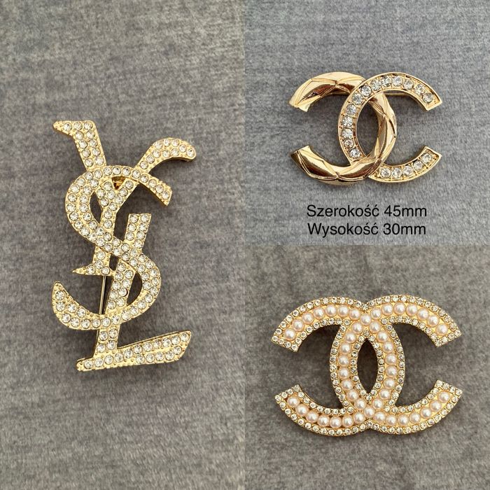 Zestaw cc 3 broszki z cyrkoniami w żółtym złocie