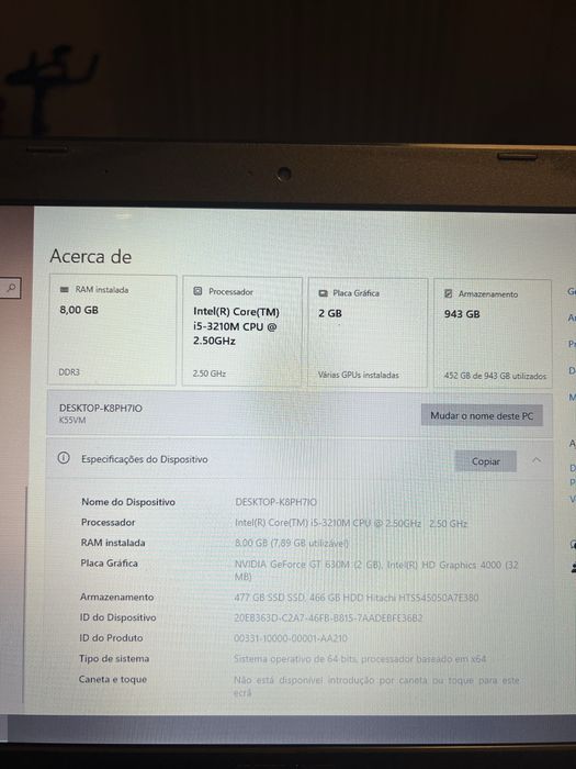 Portatil asus I5 8gb ram  1tb ssd