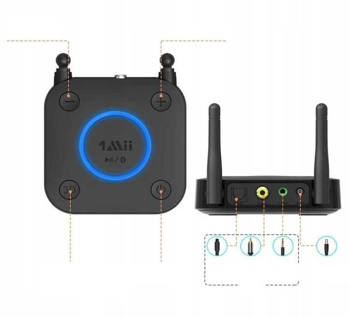 1Mii B06 Pro Bluetooth 5.1 aptX HD LL Odbiornik Audio RCA AUX 50m